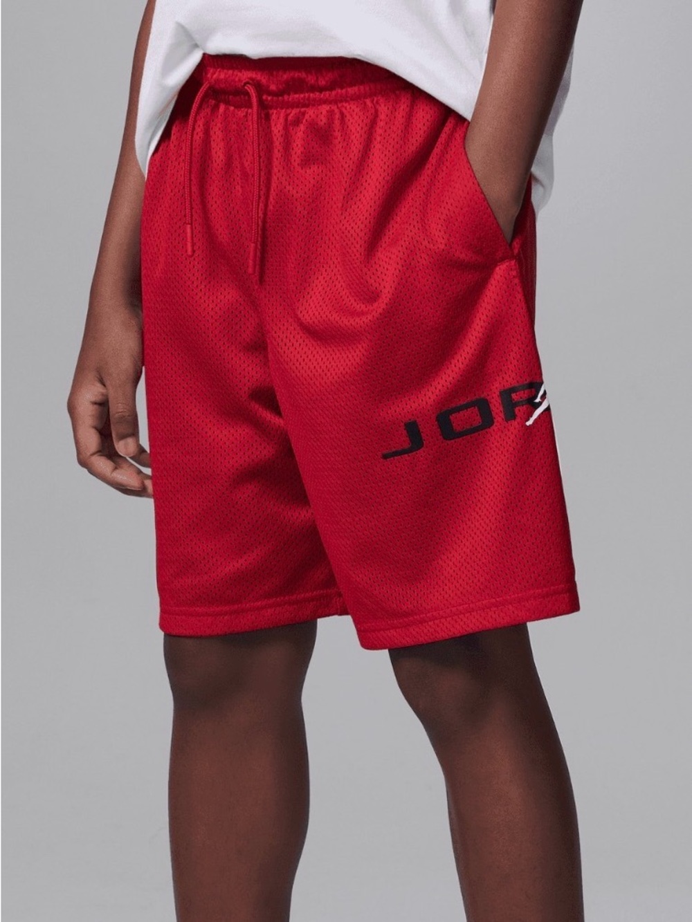 Jordan Dri-Fit Gym Red Mesh Logo Athletic Shorts Boys Large EUC